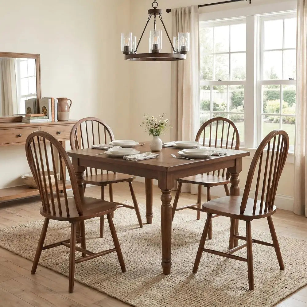Farmhouse Walnut Dining Chairs Set of 4
