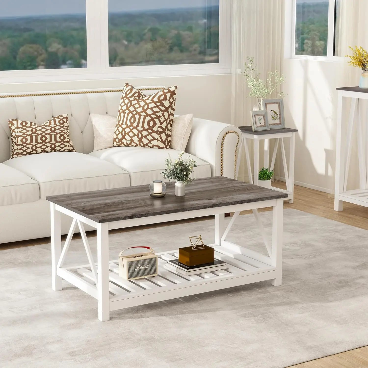 Modern Farmhouse Coffee Table with Storage