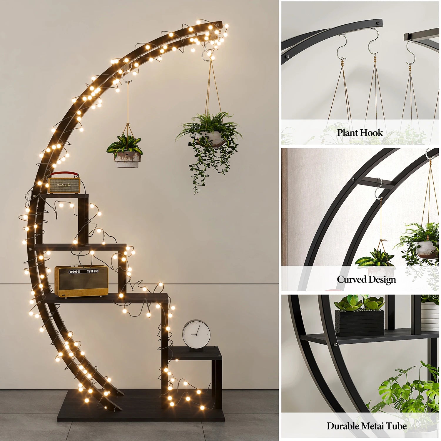 5 Tier Half Moon Plant Stand, 2 Pack