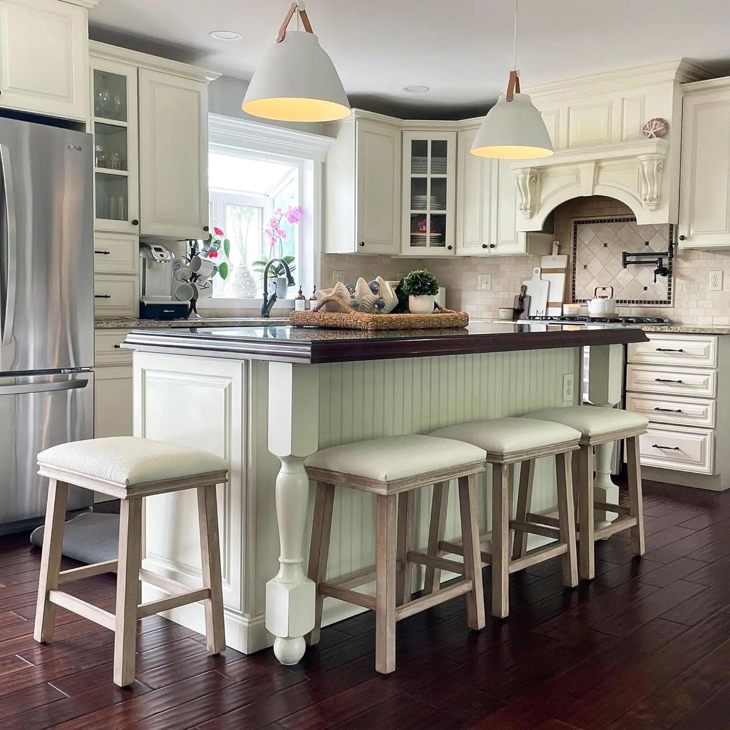 24" Saddle Seat Counter Height Bar Stools