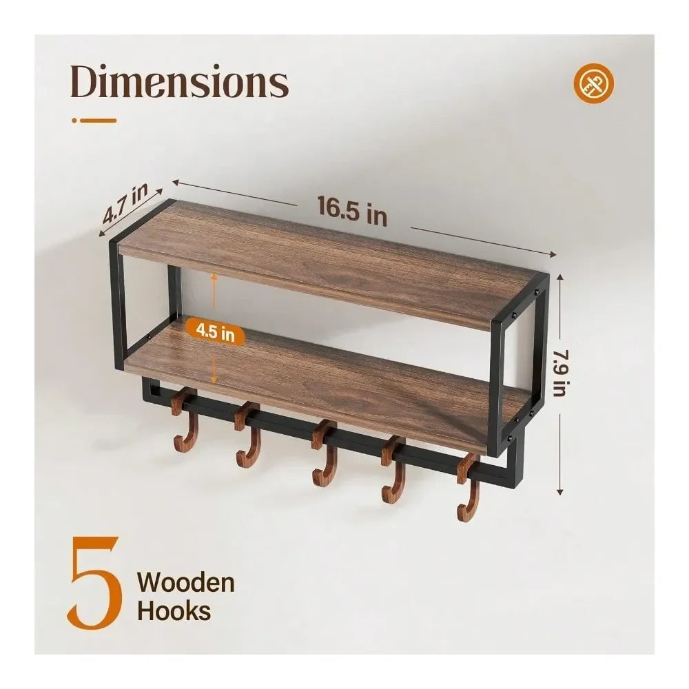 Wall Shelf With Hooks