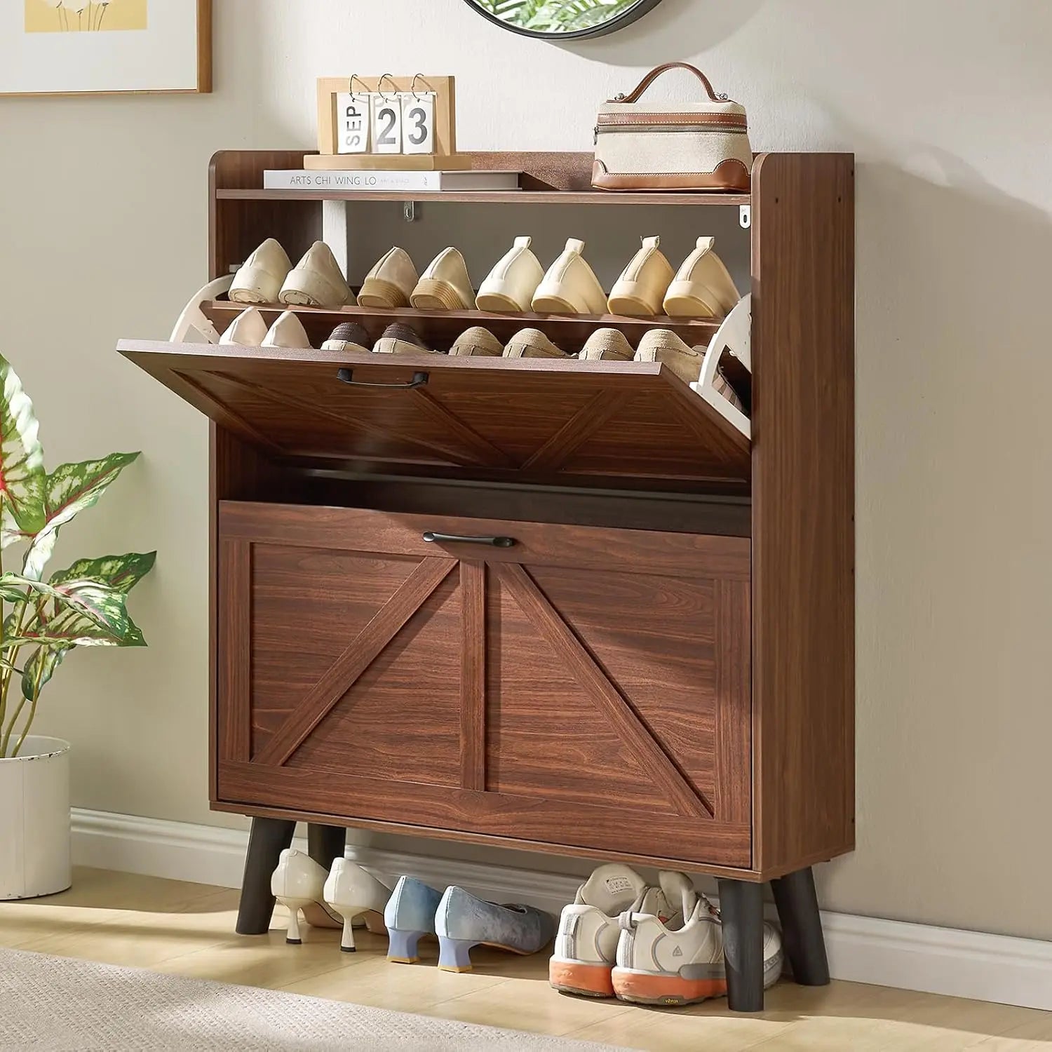 Rattan Shoe Storage Cabinet