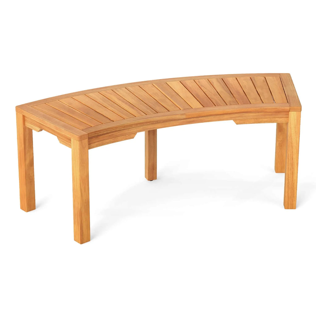 Outdoor Curved Bench w/Slatted Seat
