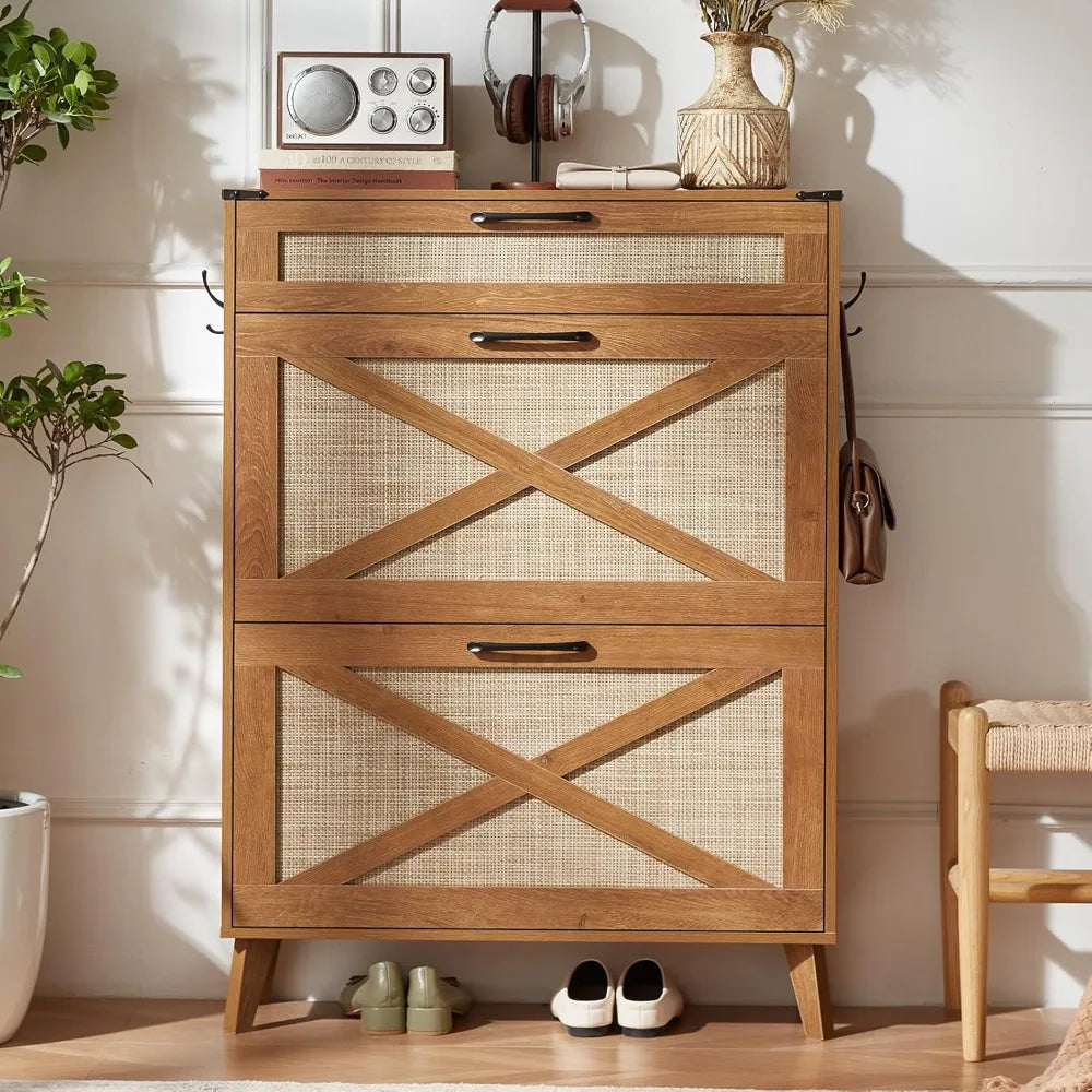 Rattan Shoe Storage Cabinet