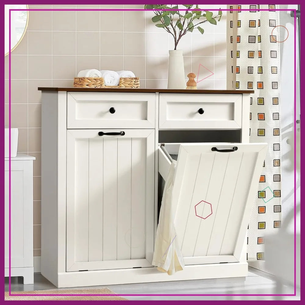 Double Laundry Hamper / Trash Cabinet