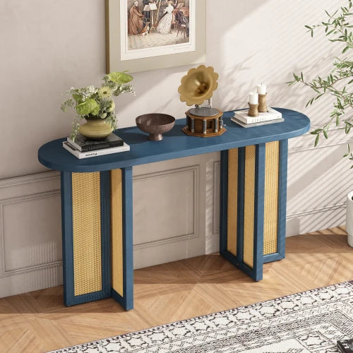 Farmhouse Rattan Console Table