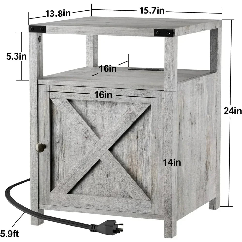 New-Farmhouse Nightstand Set Of 2