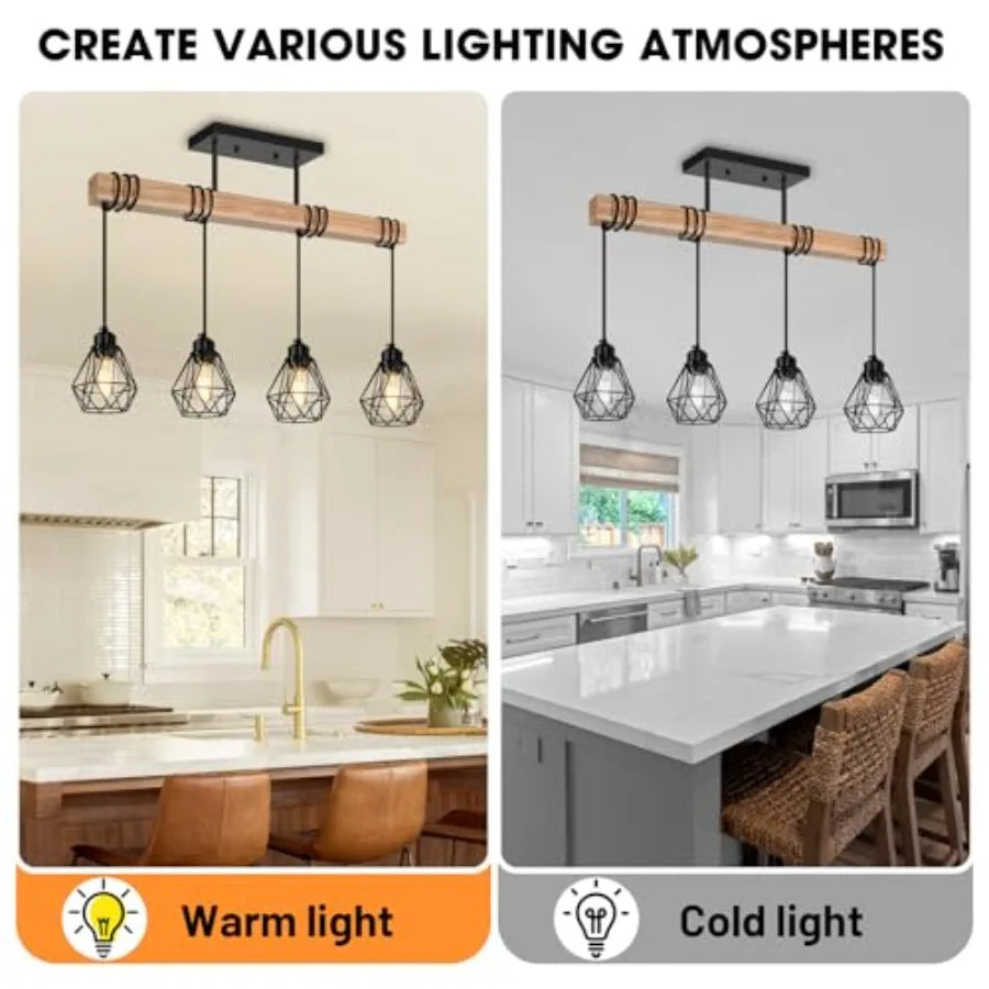 Farmhouse Wood Kitchen Pendant Light