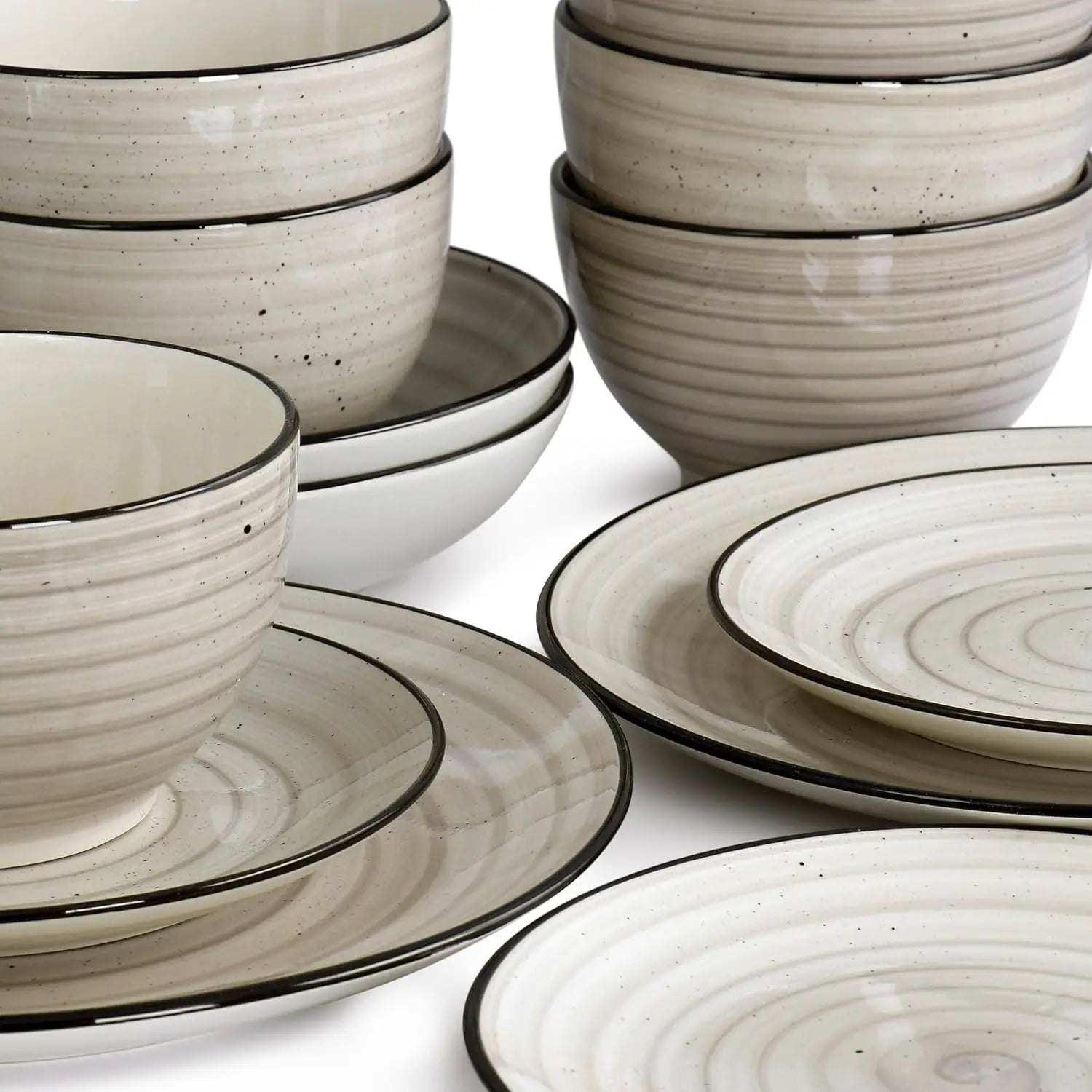 24-Piece Stoneware Dinnerware Set in Cream