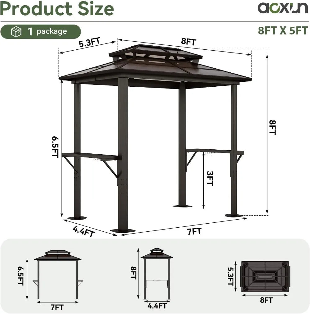 8'x5' Hardtop Grill Gazebo