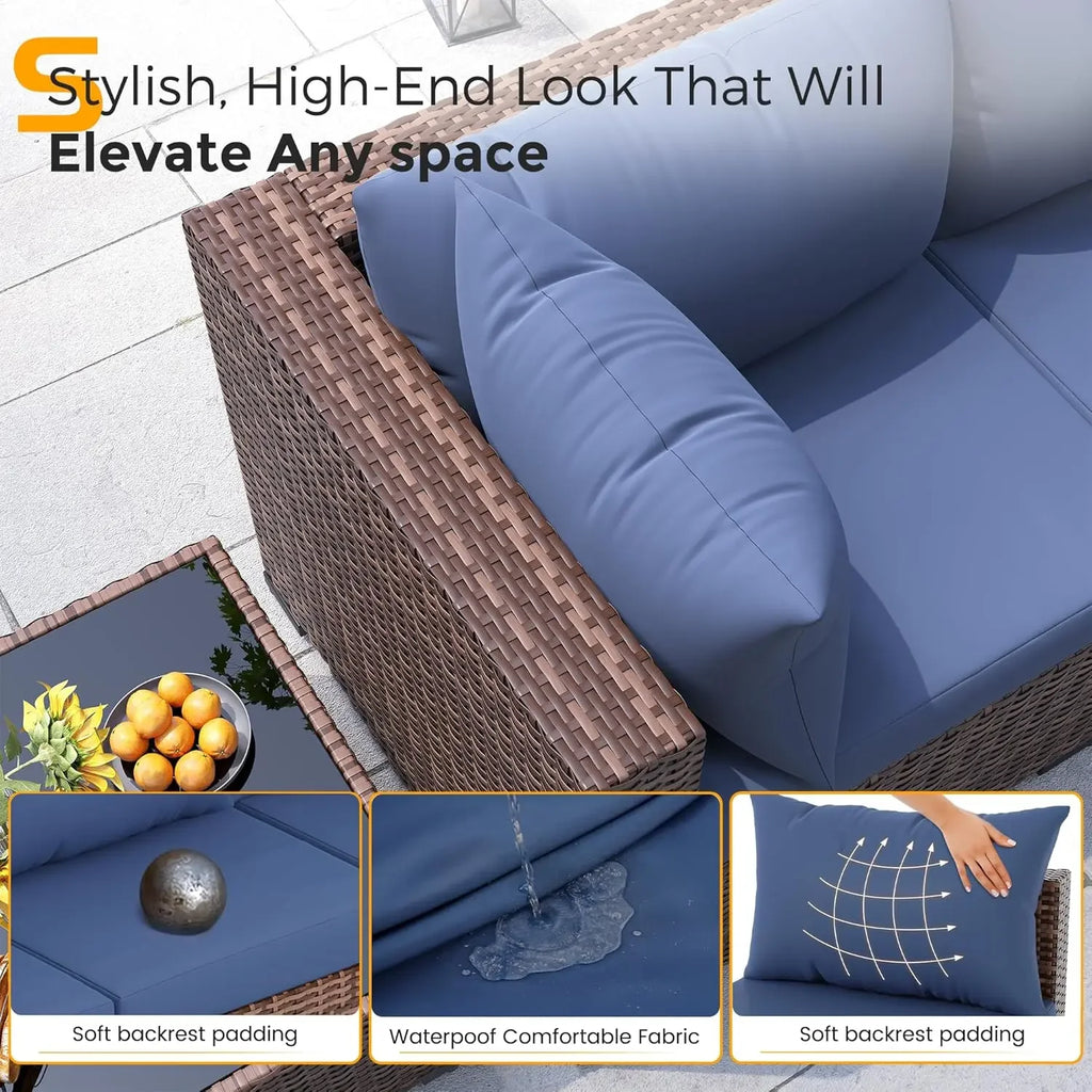 8 Pc Furniture Set with Fire Pit Table