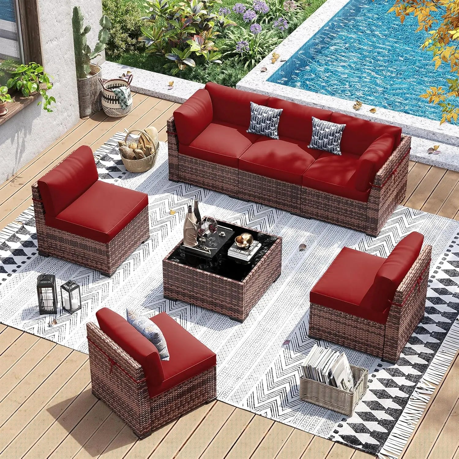 Patio Furniture Set, 7 Pieces