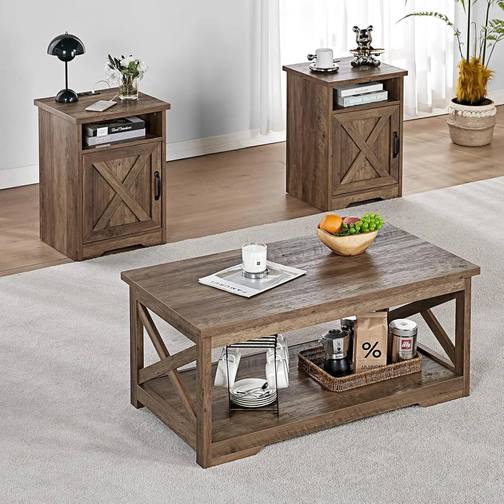 3-Piece Farmhouse Coffee & End Table Set