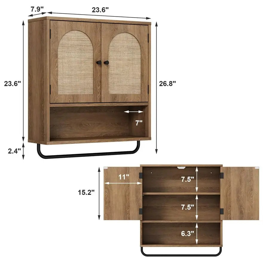 Rattan Bathroom Wall Cabinet