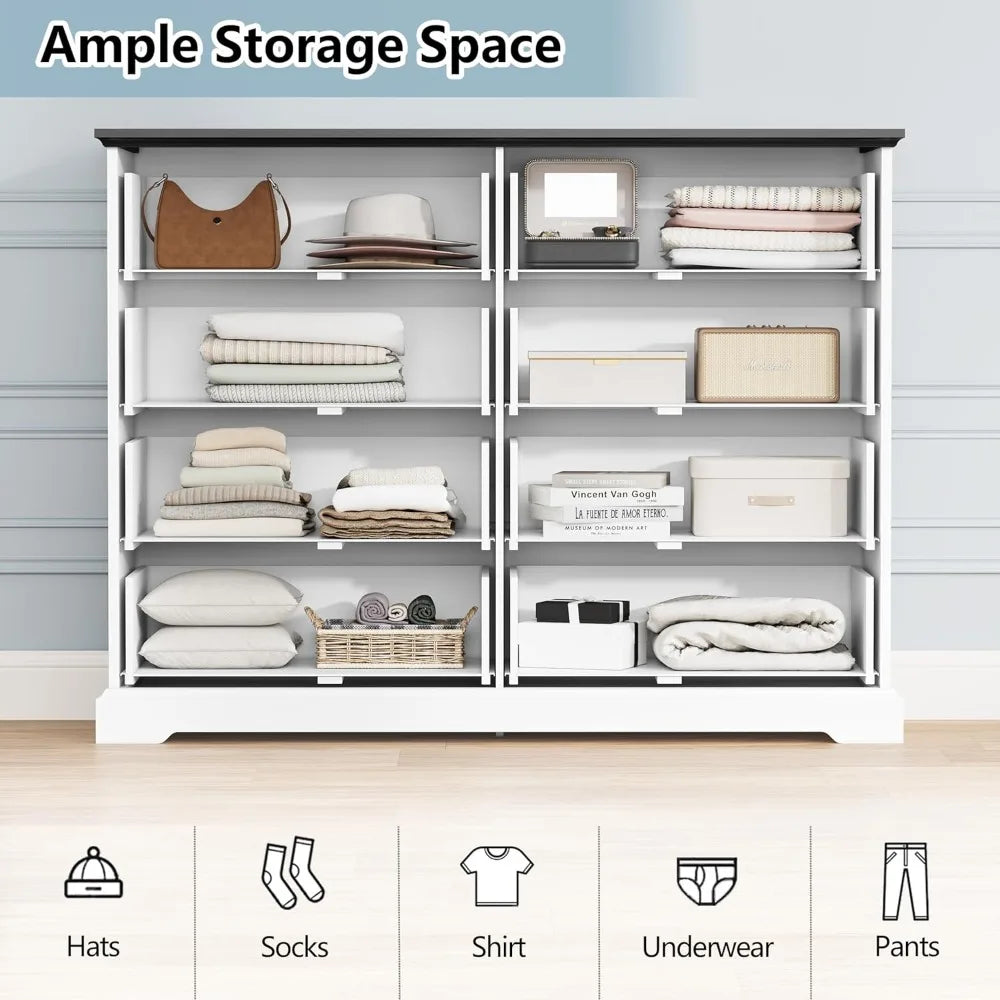 8 Drawer Farmhouse Dresser, 47" Wide