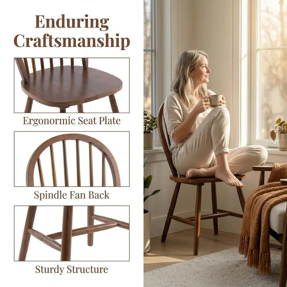 Farmhouse Walnut Dining Chairs Set of 4