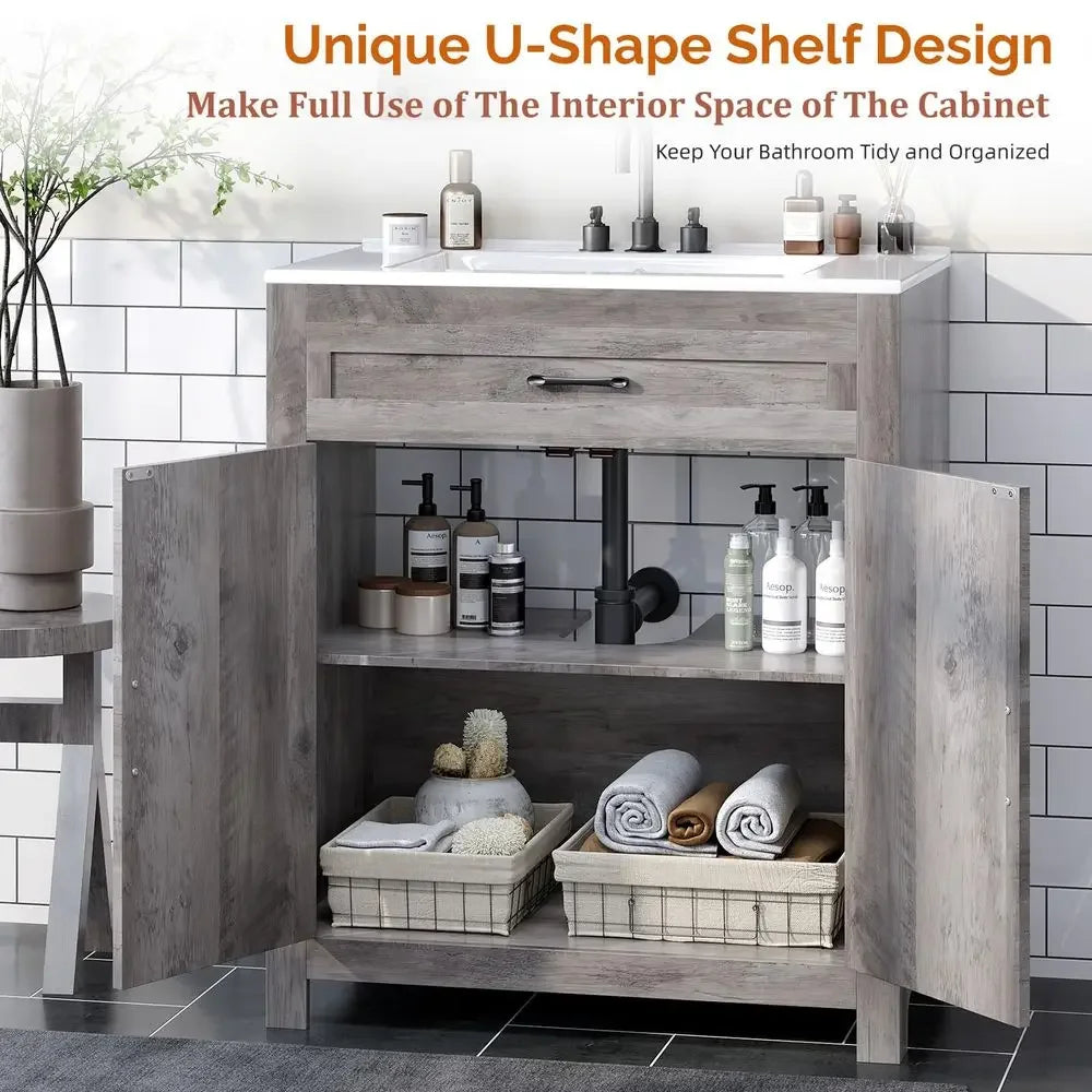 30" Farmhouse Bathroom Vanity with Sink