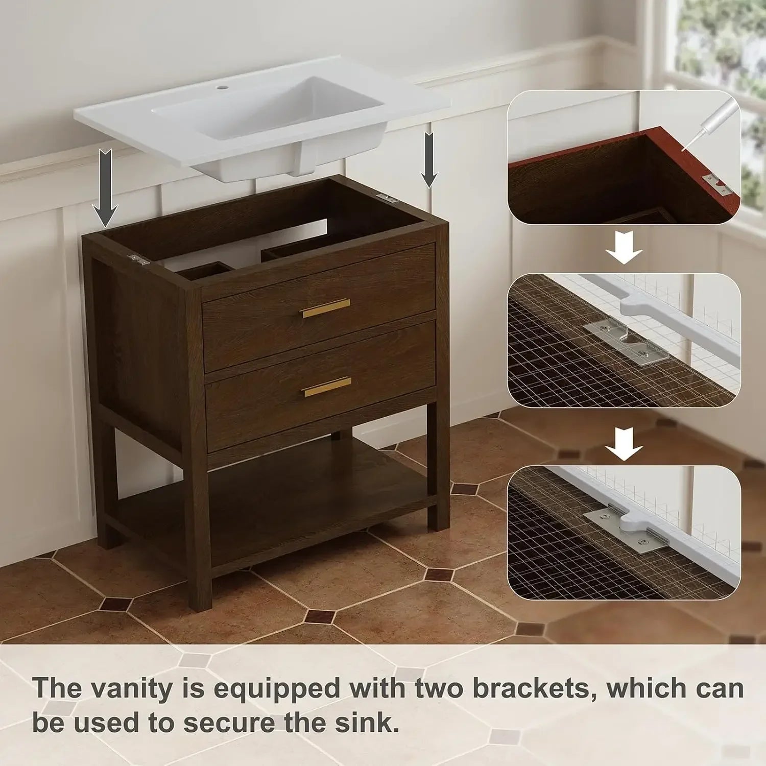 30" Farmhouse Bathroom Vanity With Sink