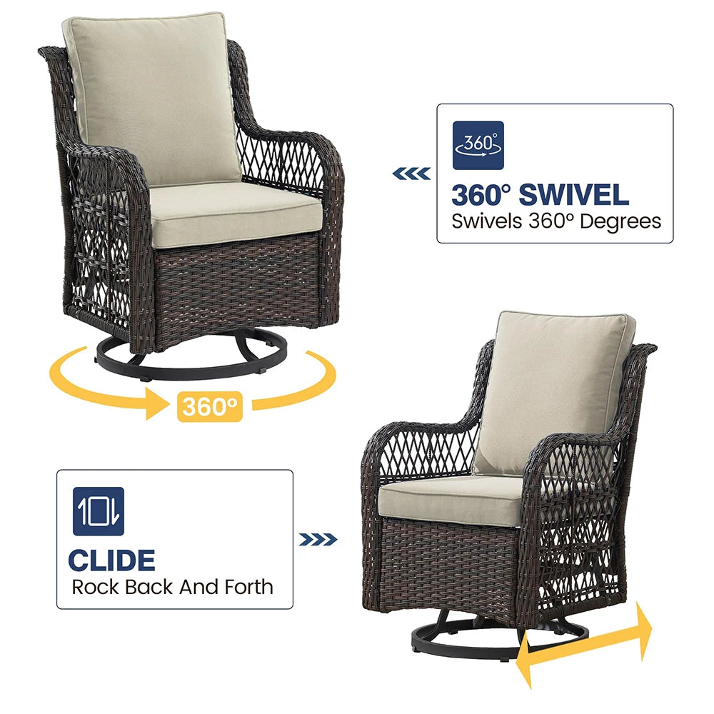 3-Piece Wicker Swivel Rocking Patio Set