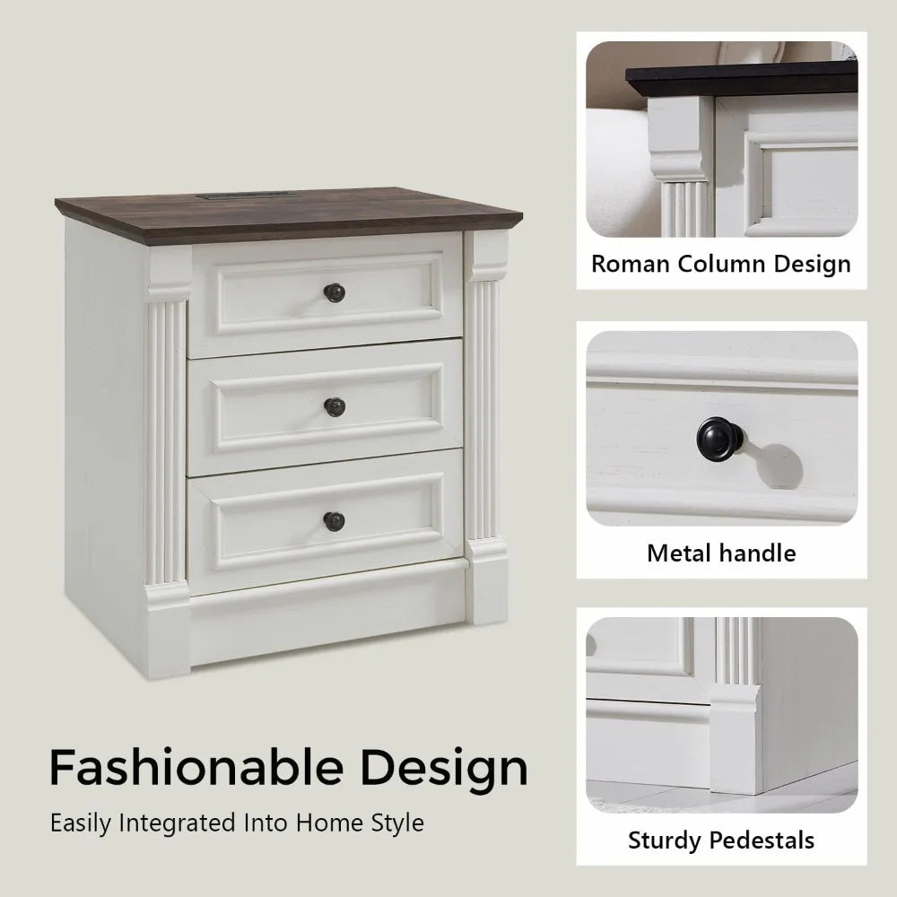 26" Farmhouse Nightstand Set of 2
