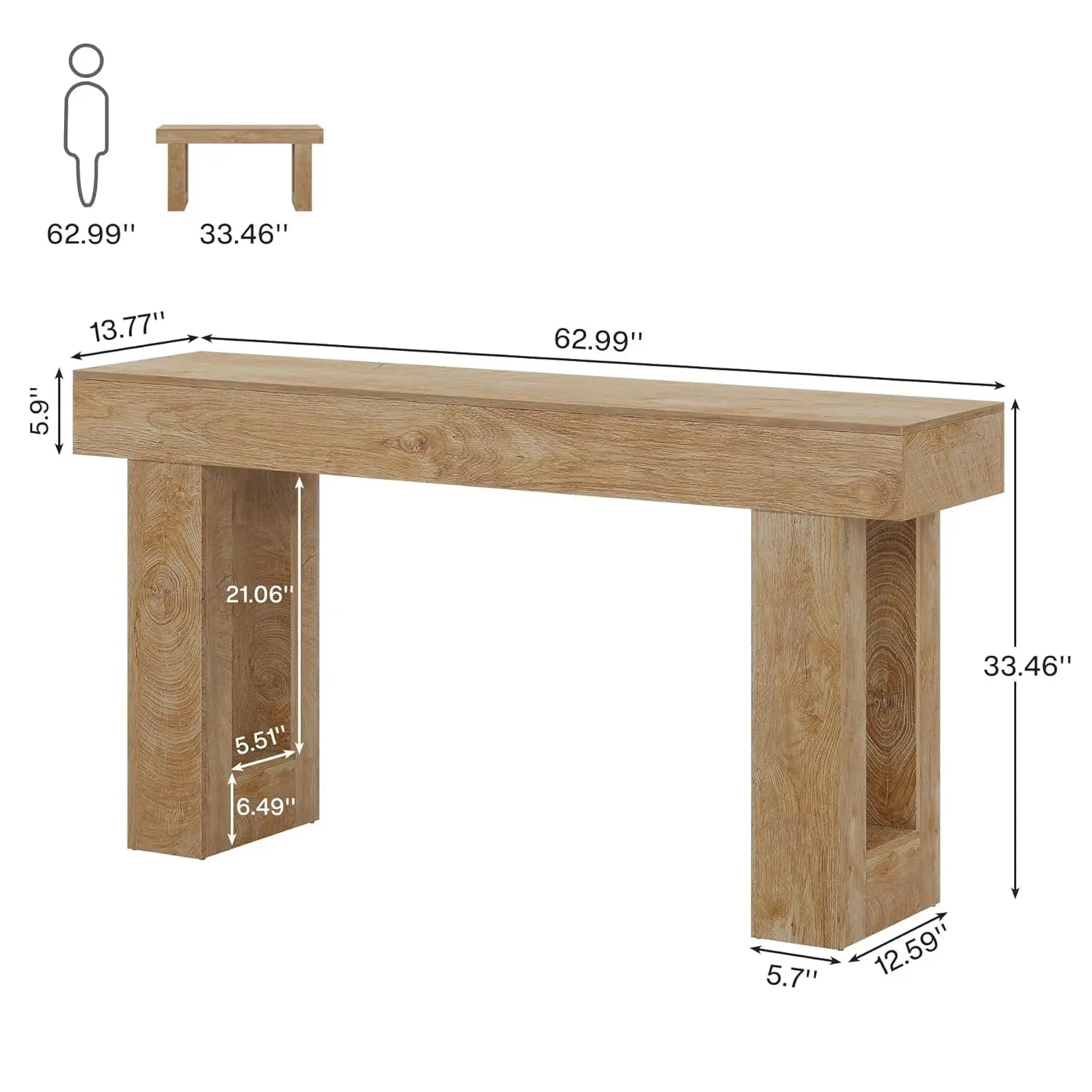 63" Farmhouse Console Table