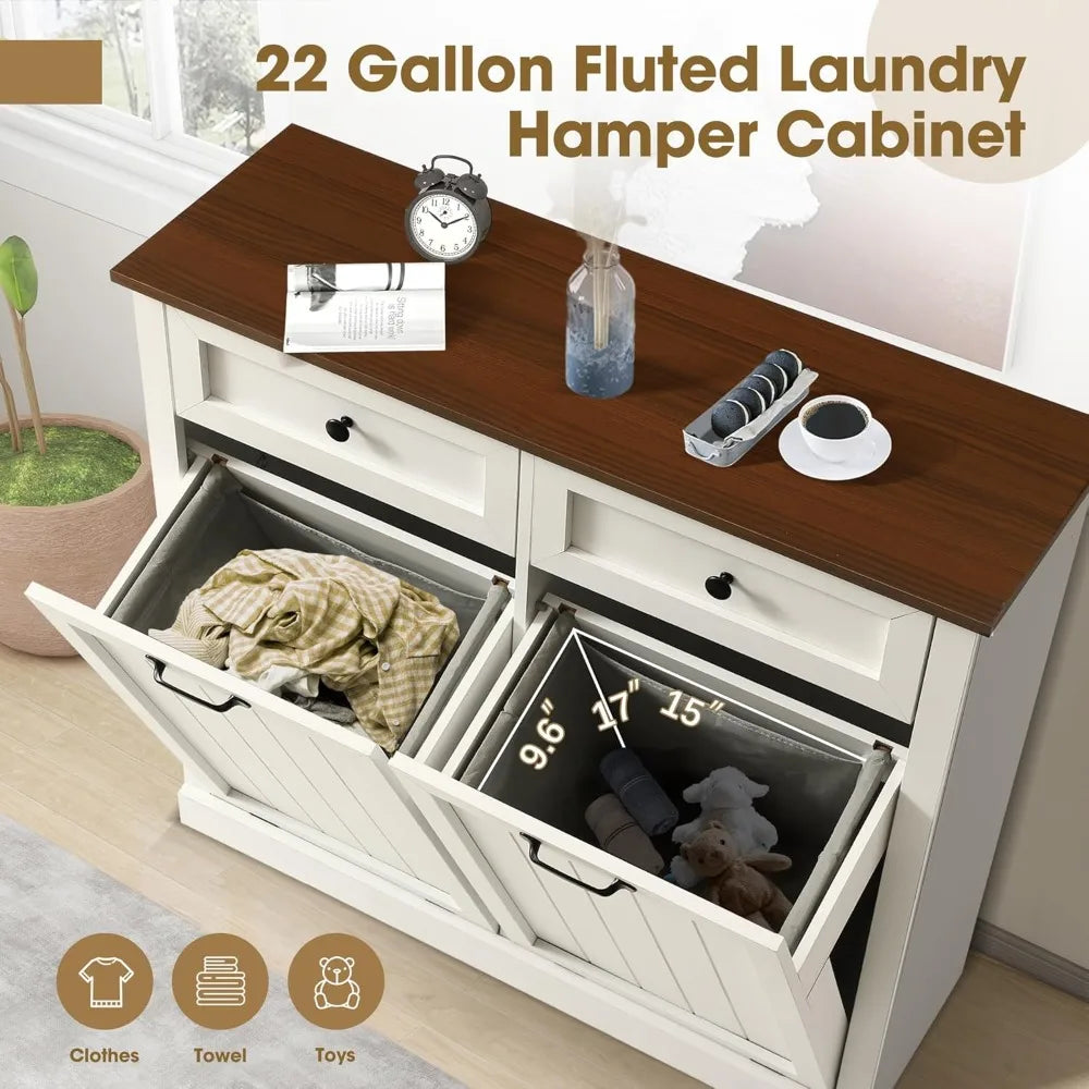 Double Laundry Hamper / Trash Cabinet