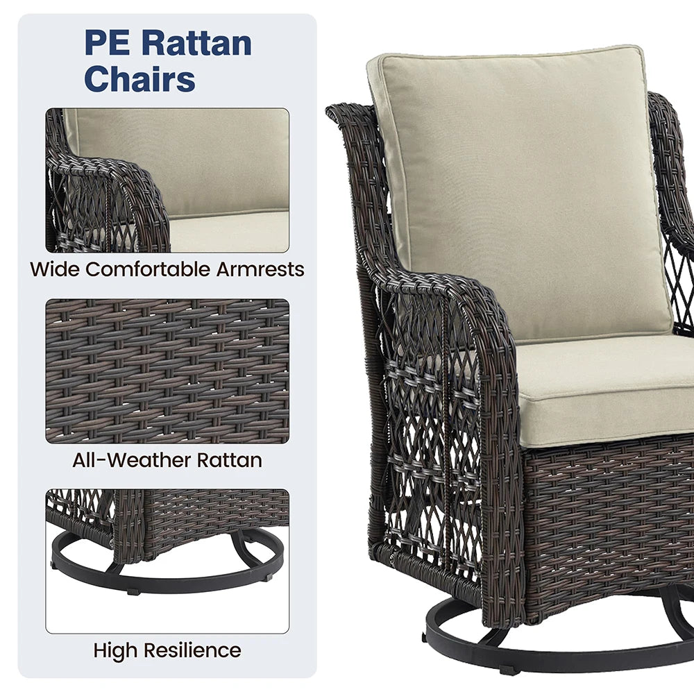 3-Piece Wicker Swivel Rocking Patio Set