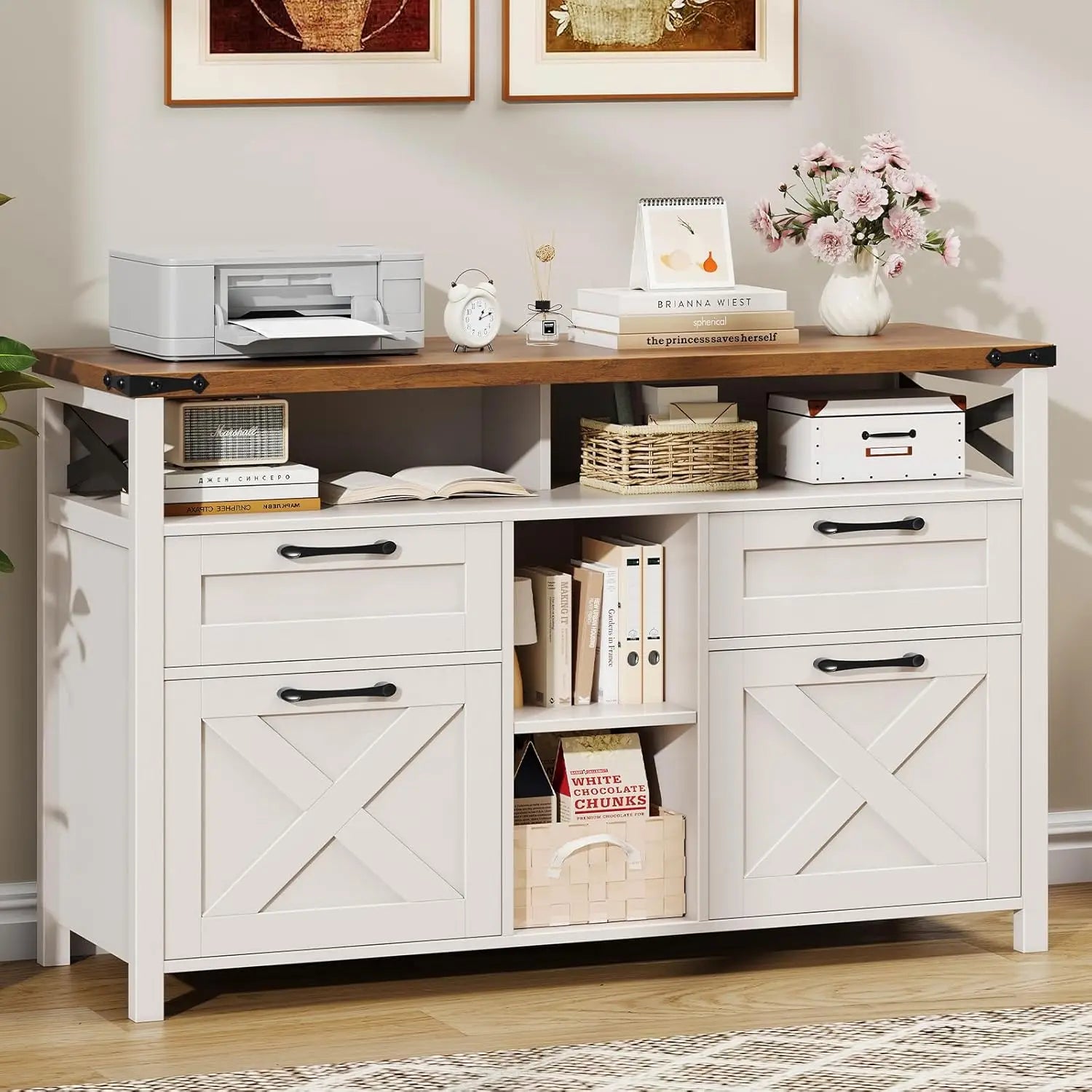 Farmhouse Filing Organization Storage Cabinet