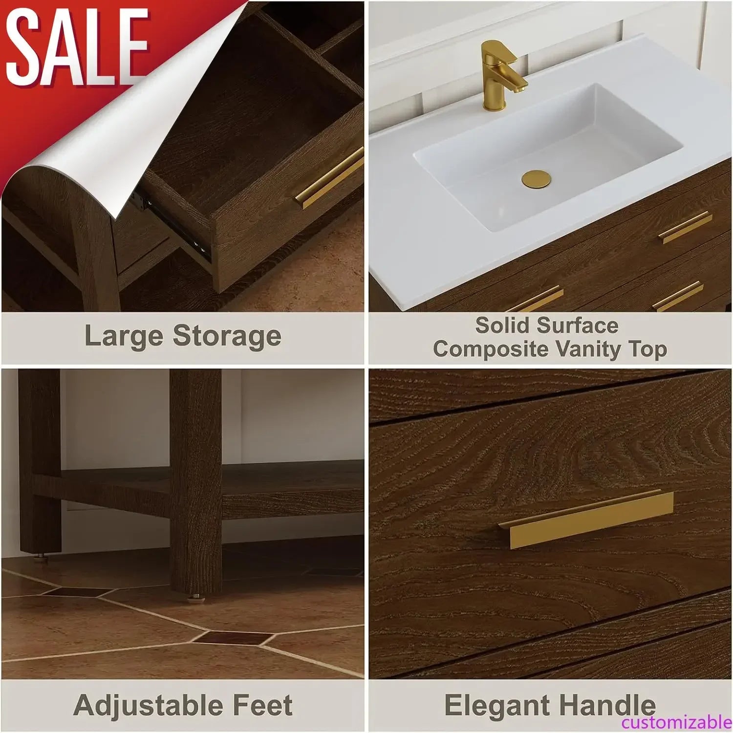 30" Farmhouse Bathroom Vanity With Sink