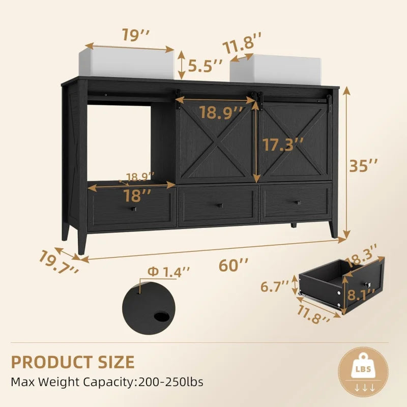 60" Bathroom Vanity with Double Ceramic Sink