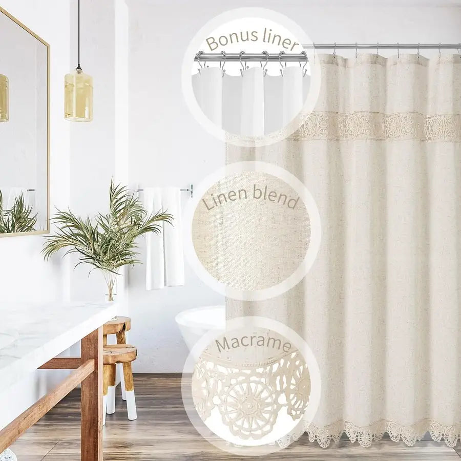 Long Farmhouse Shower Curtain Set