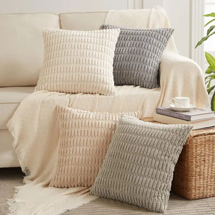 4 Packs Neutral Decorative Throw Pillow Covers 22x22