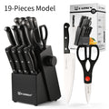 19 Pieces Carbon Steel Kitchen Knife Block Set