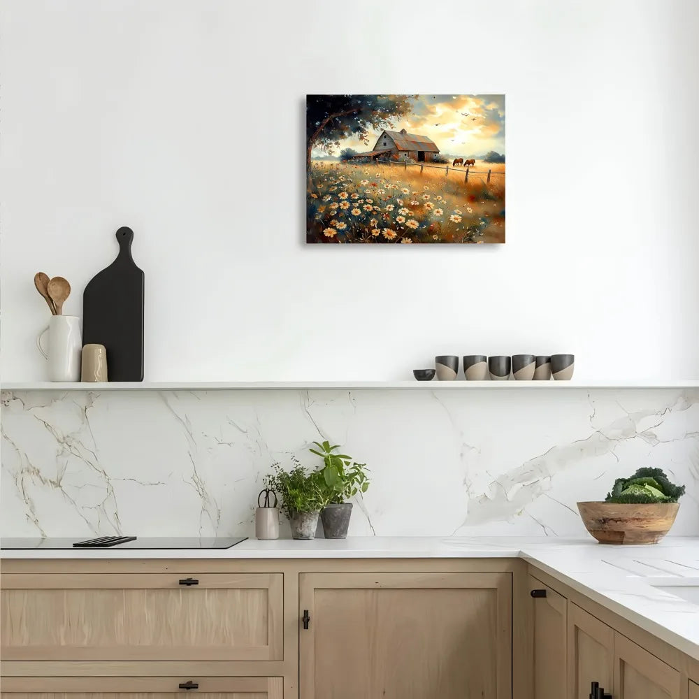 Quiet farmhouse landscape painting