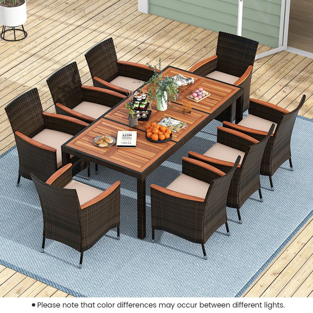 9 PCS Patio Wicker Dining Set
