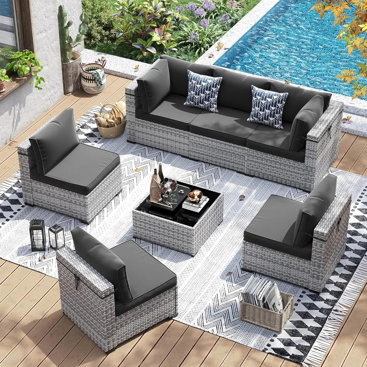 Patio Furniture Set, 7 Pieces