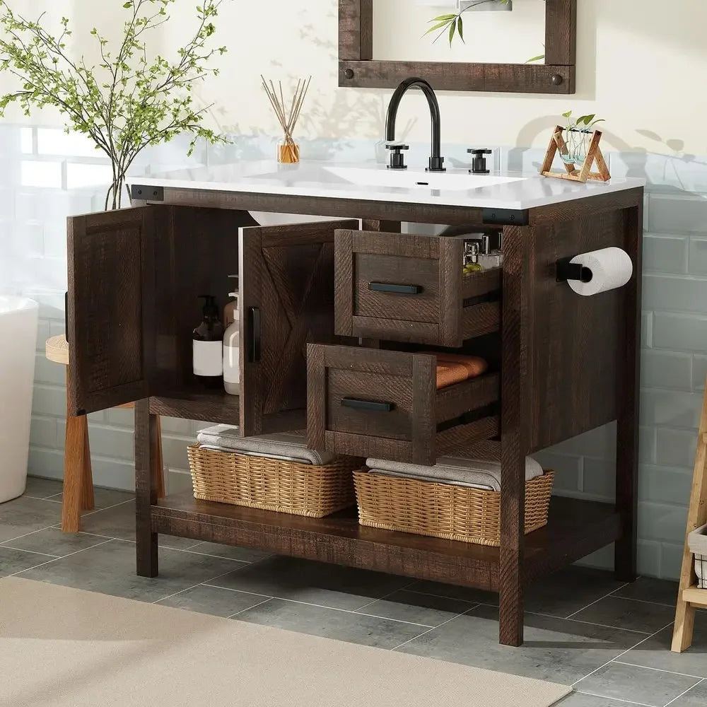 36" Farmhouse Bathroom Vanity with Sink Combo