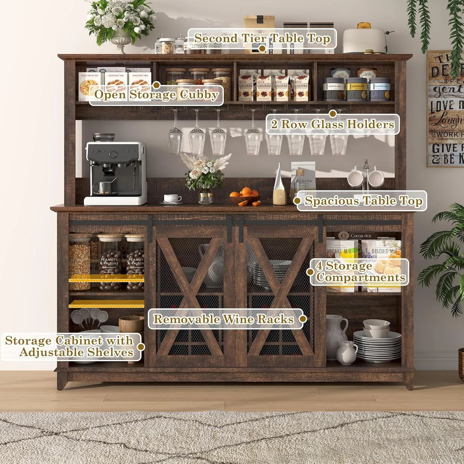 Farmhouse Coffee Wine Buffet Cabinet