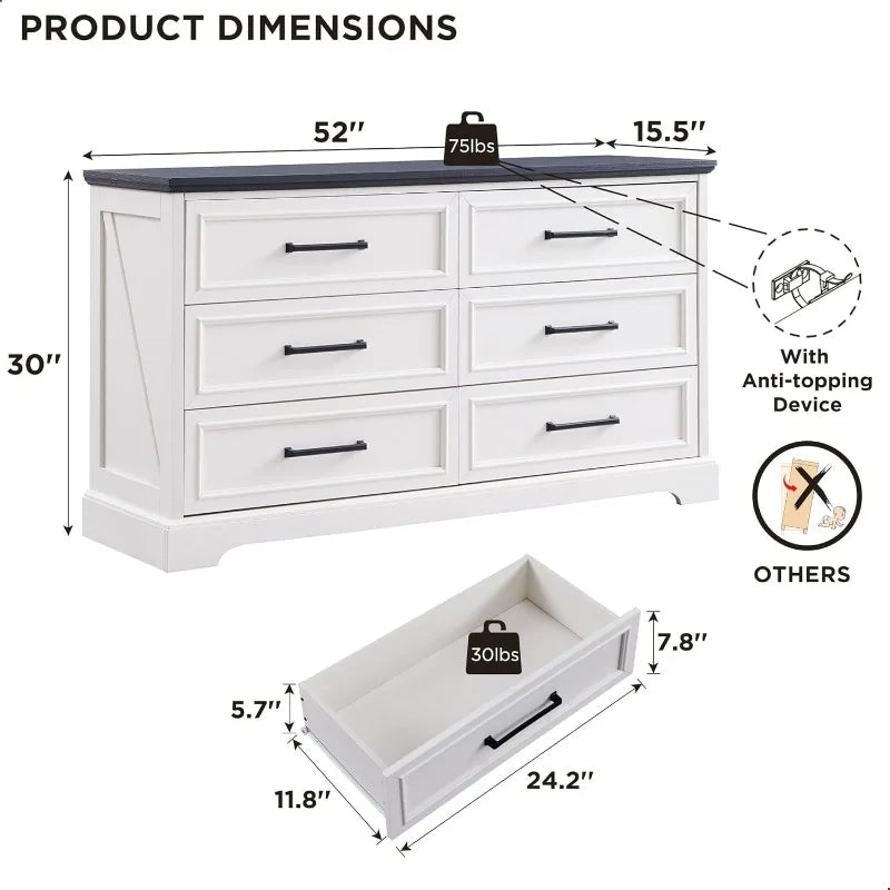 52" Farmhouse Dresser